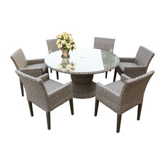 Oasis 60" Outdoor Patio Dining Table with 6 Chairs w/ Arms
