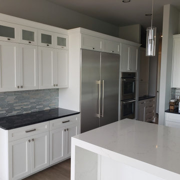 White shaker with auto open trash bin