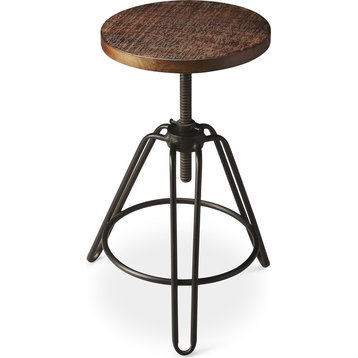 Butler Specialty Industrial Chic Adjustable Bar Stool in Brown