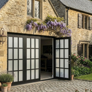 French-Style Garage Door with Frosted Privacy Panels