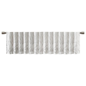 Madison Park Andora Embroidered Branches Window Valance, White