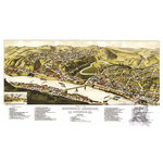 Ted's Vintage Art - Historic Brownsville, PA Map 1883, Vintage Pennsylvania Art Print, 12"x18" - Ghosted image on final product not included