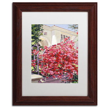 Glover 'Pink Bougainvillea Mansion' Art, Wood Frame, 11"x14", White Matte