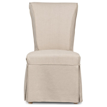 Corseted Dining Chairs Set of 2 Linen Upholstery