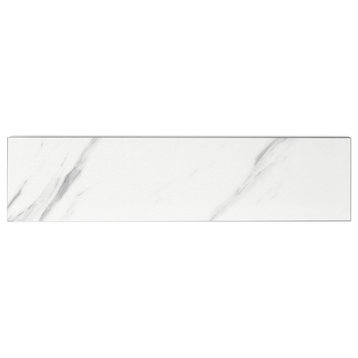 Nature 3 in x 12 in Glass Subway Tile in Carrara White