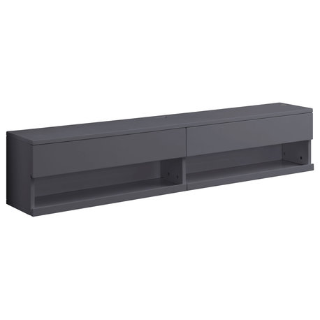 Ximena Floating TV Stand, LED and Gunmetal Finish