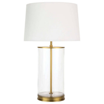 Coastal Living Magelian Glass Table Lamp, Natural Brass