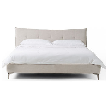 Modrest Dysart Modern Grey Fabric Bed, Eastern King