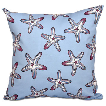 Soft Starfish, Geometric Print Pillow, Blue, 18"x18"