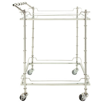 Two Tier 30" Rolling Bar Cart, Silver
