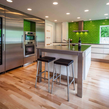 Contemporary Minimalist Nature Indoor-Outdoor Kitchen