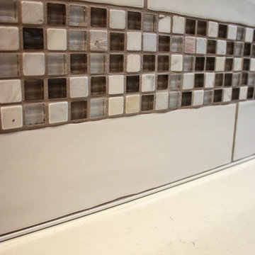 White Kitchen with White Subway Tile and Gray and Black Accent Tile ~ Medina, OH