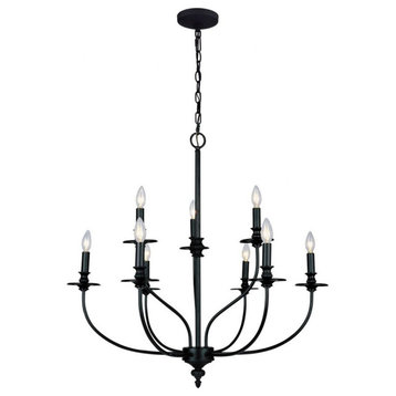 Traditional Cottage Nine Light Chandelier in Oil Rubbed Bronze Finish