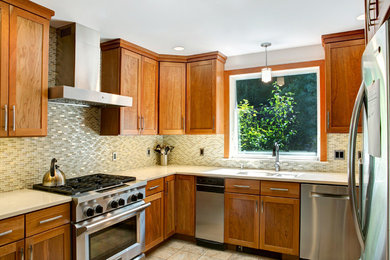 This is an example of a transitional kitchen in Burlington.