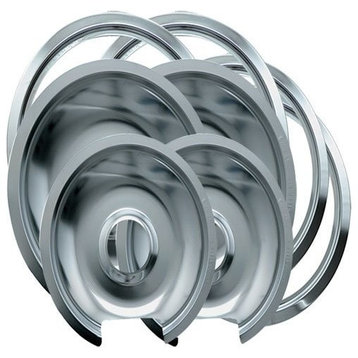 Drip Pan and Trim Ring Chrome 2 Small/6" and 2 Large/8" Each, 8-Pack