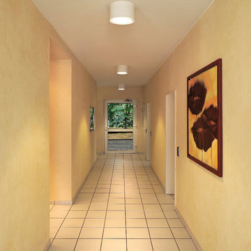 PL Surface Mounted Ceiling Luminaire, White Finish with Satin Shade