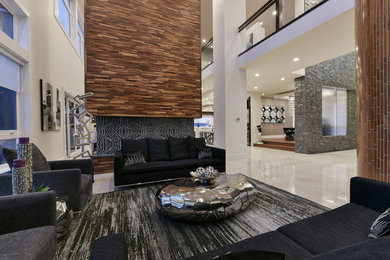 Example of a trendy living room design in Calgary