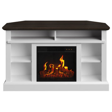 Corner TV Stand, Electric Fireplace