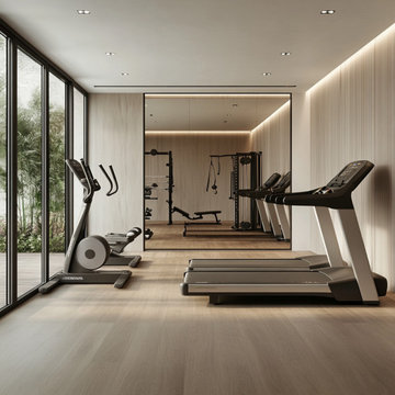 A modern home gym with Sleek flooring