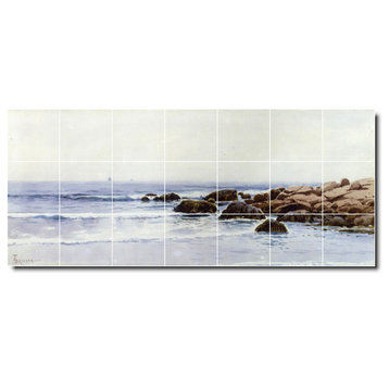Alfred Bricher Waterfront Painting Ceramic Tile Mural #70, 29.75"x12.75"