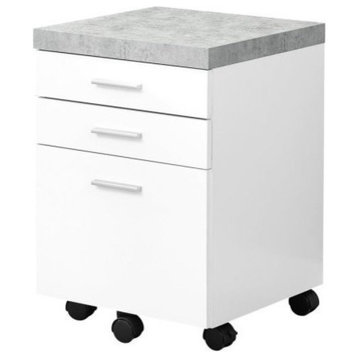 File Cabinet, Rolling Mobile, Storage Drawers, Printer Stand, Grey, White