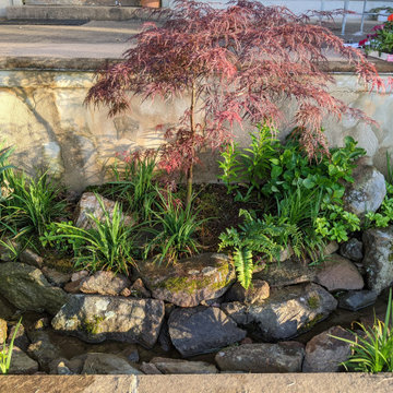 Front Planter Bed Reonvation - Waterfall, Stream, and Small Koi Pond