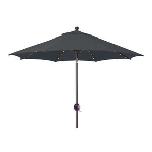 9 Auto Tilt Patio Umbrella With Led Lights Transitional Outdoor Umbrellas By Galtech