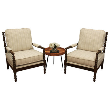 Benedict 3-Piece Lounge Set With 2 Natural Stripe Lounge Chairs and Side Table