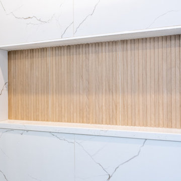Wood-Look Shower Niche | Urbanslat Tile by MSI Surfaces | Chicago Bathroom Remod