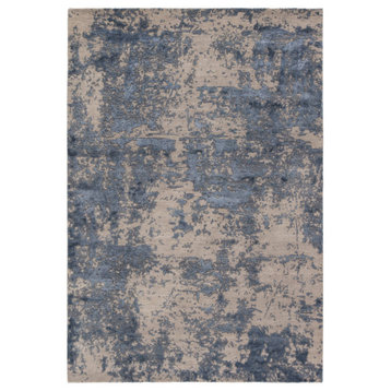 Kavi by Jaipur Living Paratem Knotted Abstract Indigo/Gray Area Rug, 5'6"x8'