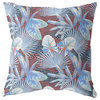 18" Blue Red Tropical Indoor Outdoor Throw Pillow