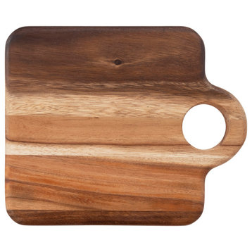 Suar Wood Cheese/Cutting Board With Handle, 11.5x9.5"