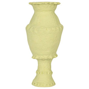 Handmade Paper Meche Vase With Embossed and Debossed Design, Mint