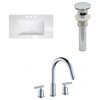 Ceramic Top Set With 8" Off Center Faucet And Drain, White, 36"x18"
