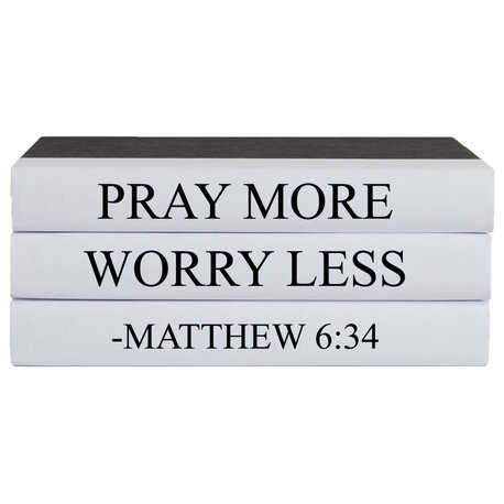 Pray More Worry Less Quote Book Stack, S/3