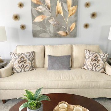 Gray and Cream Transitional Living Room