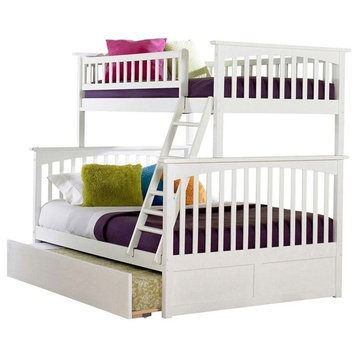 AFI Columbia Urban Twin Over Full Trundle Solid Wood Bunk Bed in White