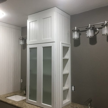 Linen, white cabinets