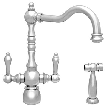 Dual Lever Handle Faucet with Swivel Spout, Solid Lever Handles Spray