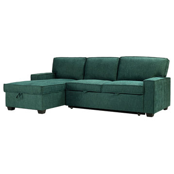 Pull Out Sleeper Sofa & Chaise, Teal