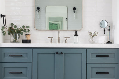 Example of a transitional bathroom design in Orange County