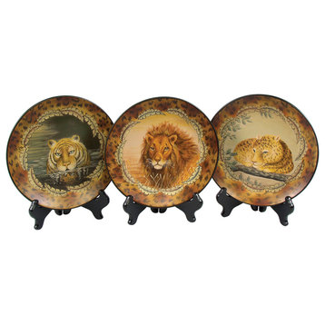 Big Cat Plates and Plate Holders, Set of 3