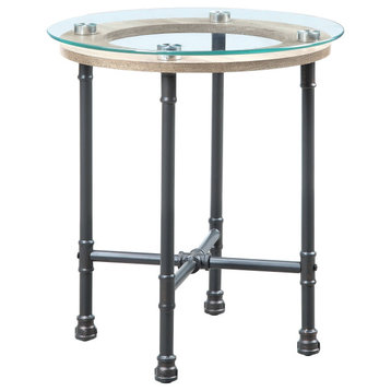Brantley End Table, Clear Glass and Sandy Gray Finish