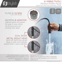 STYLISH Single Handle Pull-Down Dual Mode Kitchen Faucet in Matte Black/Gold