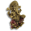 Golden Ganesha Sitting on Lotus Flower Statue