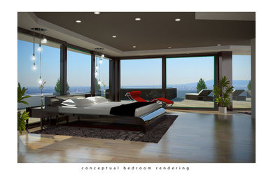 Trendy bedroom photo in Los Angeles
