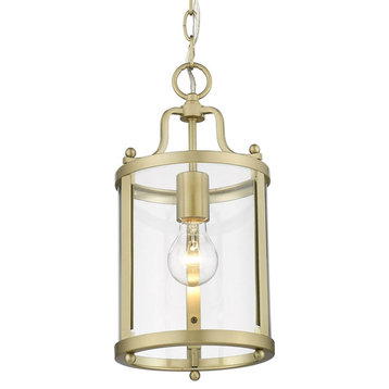 1 Light 7" Pendant, Brushed Champagne Bronze With Clear Glass