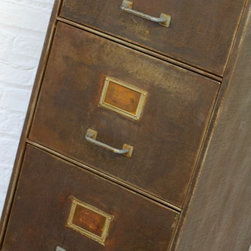 Tannery Reclaimed Vintage Urban Industrial 1940s Steel 4 Drawer Filing Cabinet - Filing Cabinets