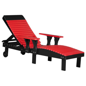 Poly Reclining Lounge Chair, Red & Black