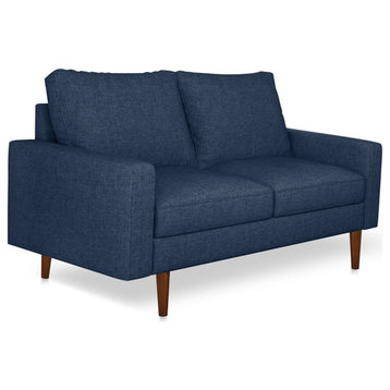 Pemberly Row Contemporary 58" Upholstered Fabric Loveseat in Blue